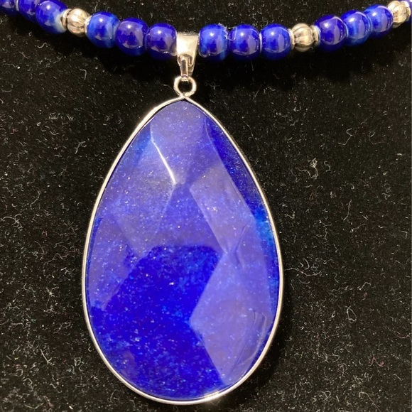 Agate handmade deep blue choker pendant - Picture 3 of 4